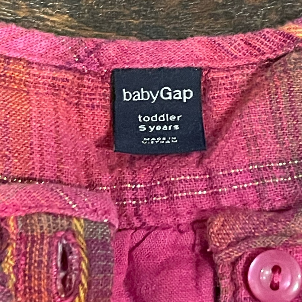 Gap Baby Red & Pink Plaid Ruffle Drop Waist Dress with 3/4 Sleeves, Size 5 Years - Picture 4 of 4